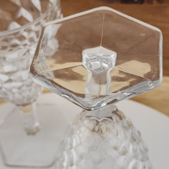 2 Fostoria American Cubist Clear Stemmed Water Goblets 6.75" cube water glasses - Picture 3 of 6